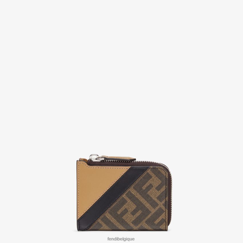 accessoires Fendi porte-cartes en tissu brun hommes 8X8J2J2630 Fendi Belgique