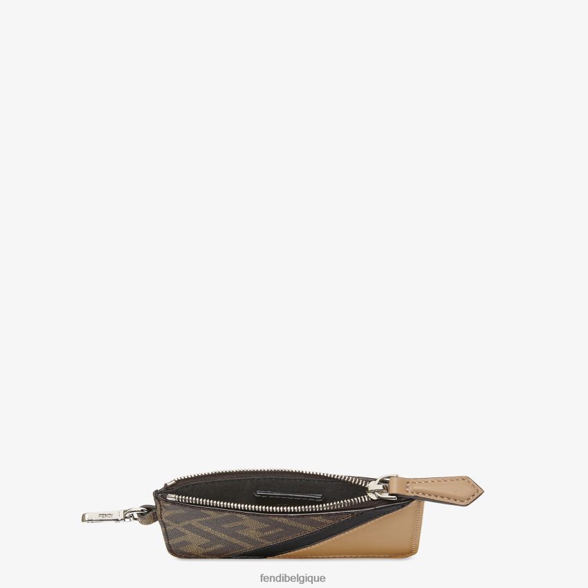 accessoires Fendi porte-cartes en tissu brun hommes 8X8J2J2631 Fendi Lunette De Soleil