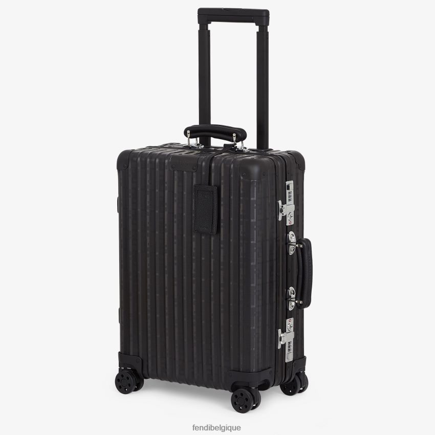 accessoires Fendi valise trolley en aluminium avec détails en cuir noir hommes 8X8J2J1889 Fendi Belgique