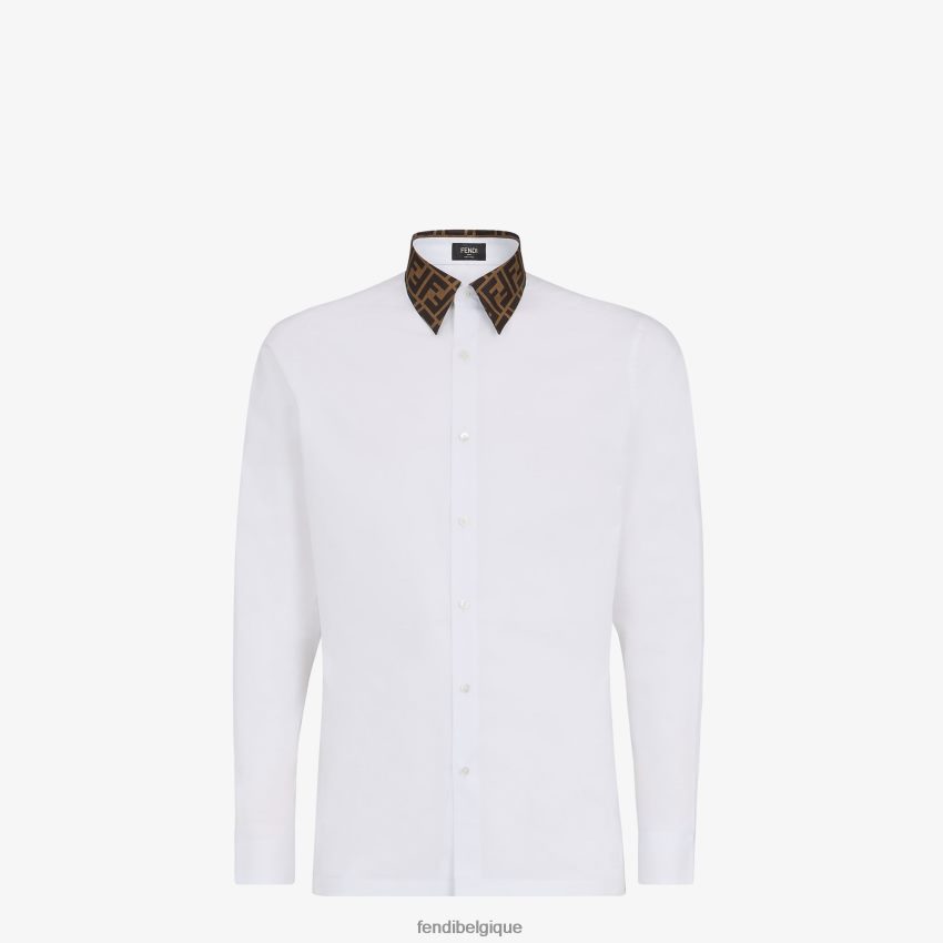 vêtements Fendi chemise en coton blanc hommes 8X8J2J1975 Fendi Sac