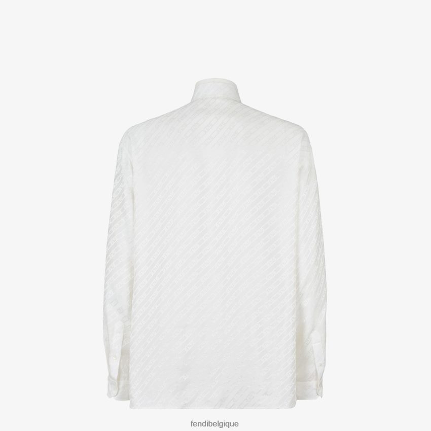 vêtements Fendi chemise en coton blanc hommes 8X8J2J2111 Fendi Belgique