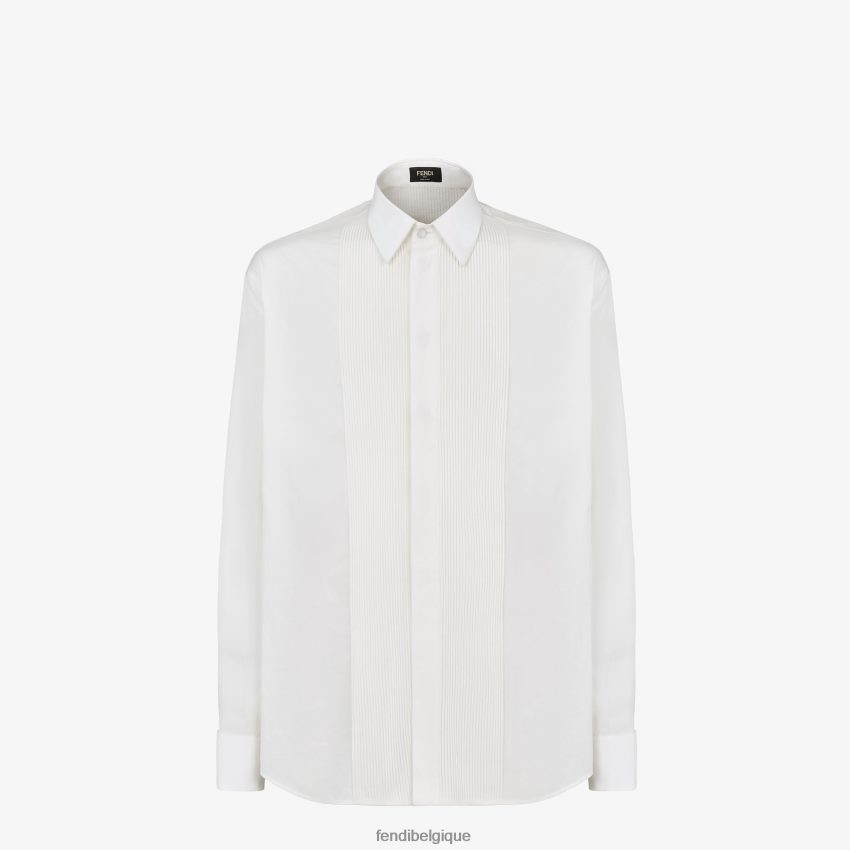 vêtements Fendi chemise en coton blanc hommes 8X8J2J2127 Fendi Lunette De Soleil