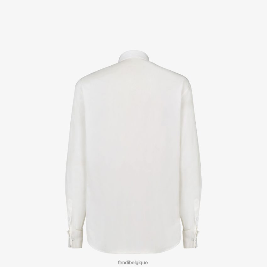 vêtements Fendi chemise en coton blanc hommes 8X8J2J2127 Fendi Lunette De Soleil