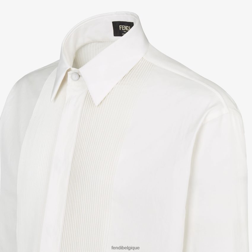 vêtements Fendi chemise en coton blanc hommes 8X8J2J2127 Fendi Lunette De Soleil