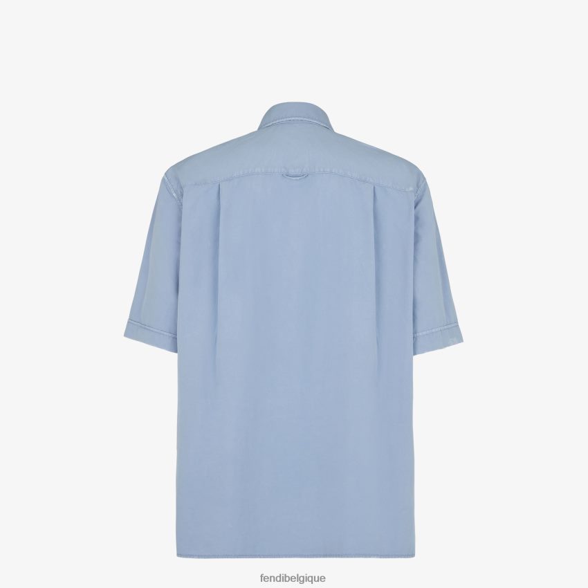 vêtements Fendi chemise en coton bleu clair hommes 8X8J2J1910 Fendi Belgique