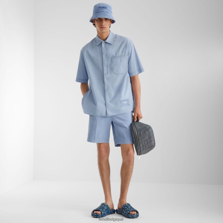 vêtements Fendi chemise en coton bleu clair hommes 8X8J2J1910 Fendi Belgique