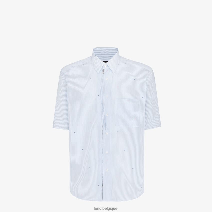 vêtements Fendi chemise en coton bleu clair hommes 8X8J2J2070 Fendi Lunette De Soleil