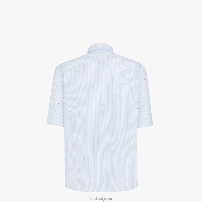 vêtements Fendi chemise en coton bleu clair hommes 8X8J2J2070 Fendi Lunette De Soleil