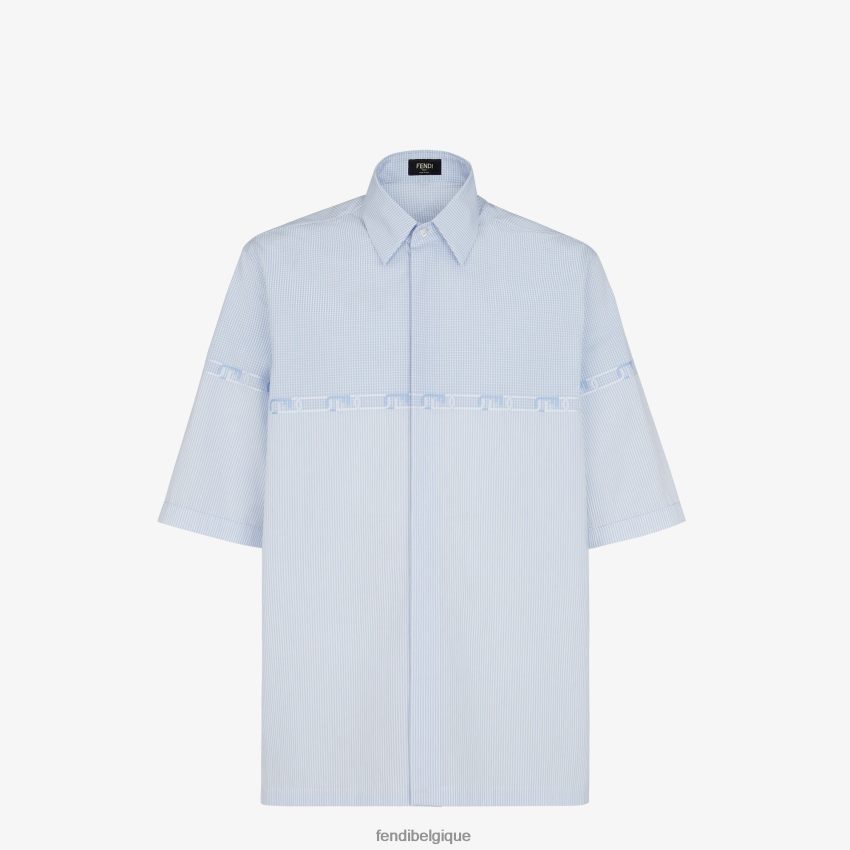 vêtements Fendi chemise en coton bleu clair hommes 8X8J2J2184 Fendi Lunette De Soleil