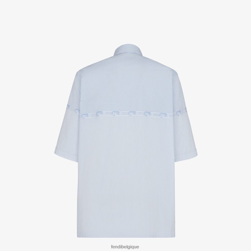 vêtements Fendi chemise en coton bleu clair hommes 8X8J2J2184 Fendi Lunette De Soleil