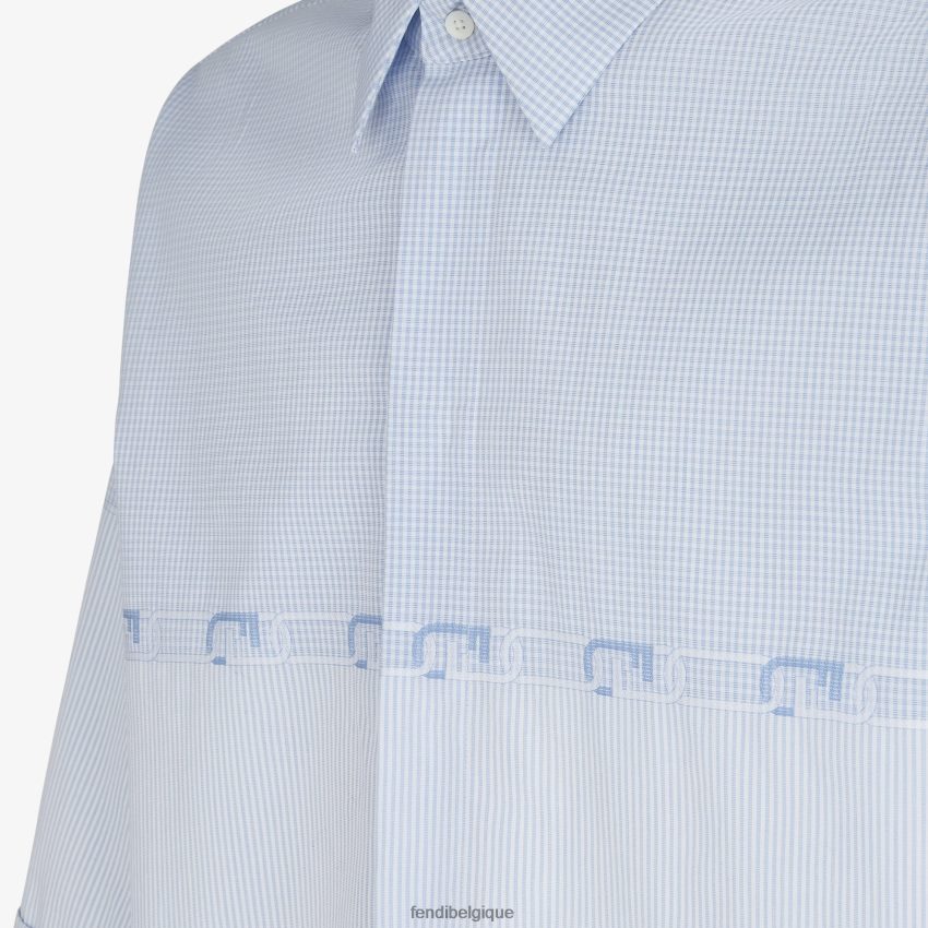 vêtements Fendi chemise en coton bleu clair hommes 8X8J2J2184 Fendi Lunette De Soleil