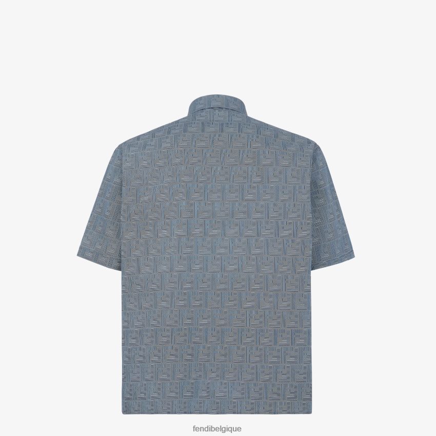 vêtements Fendi chemise en coton bleu hommes 8X8J2J1978 Fendi Sac