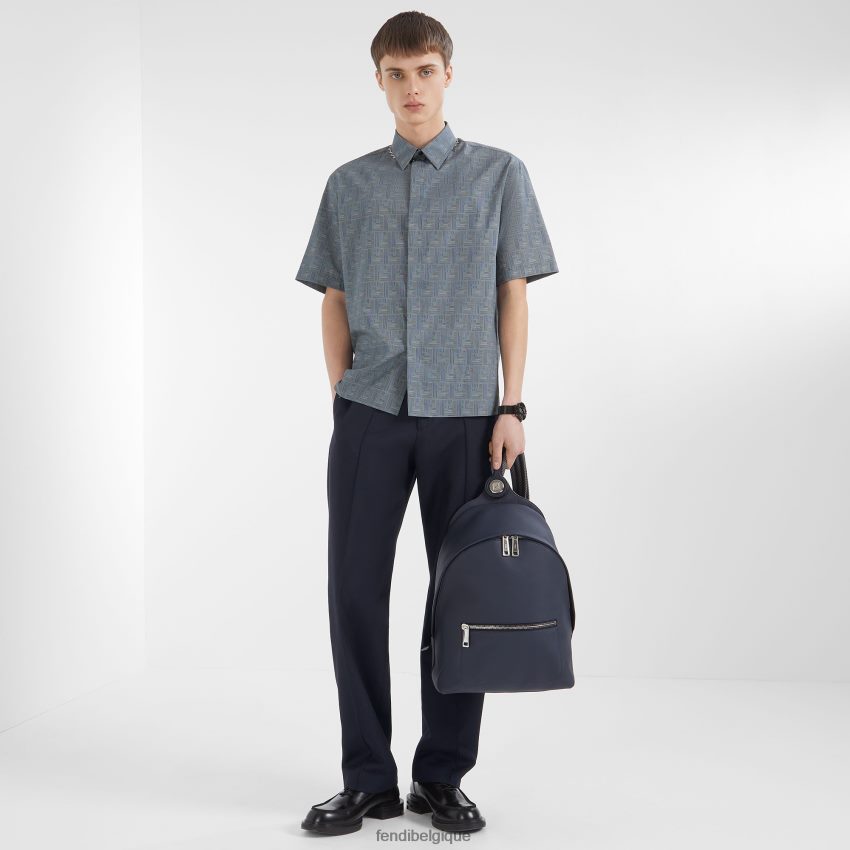 vêtements Fendi chemise en coton bleu hommes 8X8J2J1978 Fendi Sac
