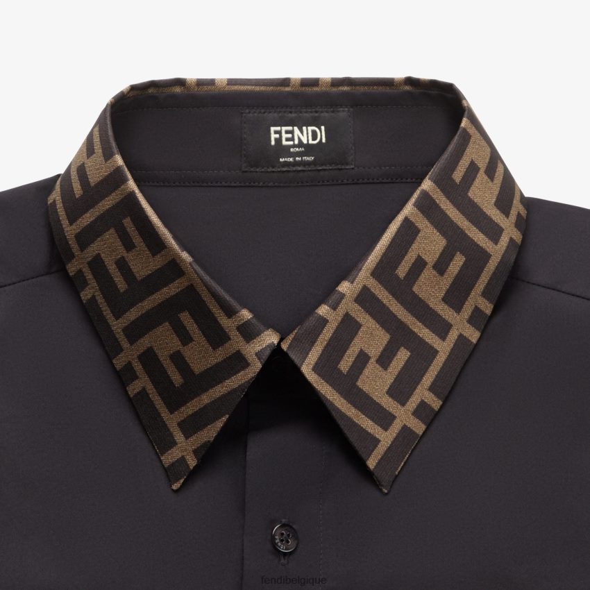 vêtements Fendi chemise en coton noir hommes 8X8J2J1984 Fendi Sac