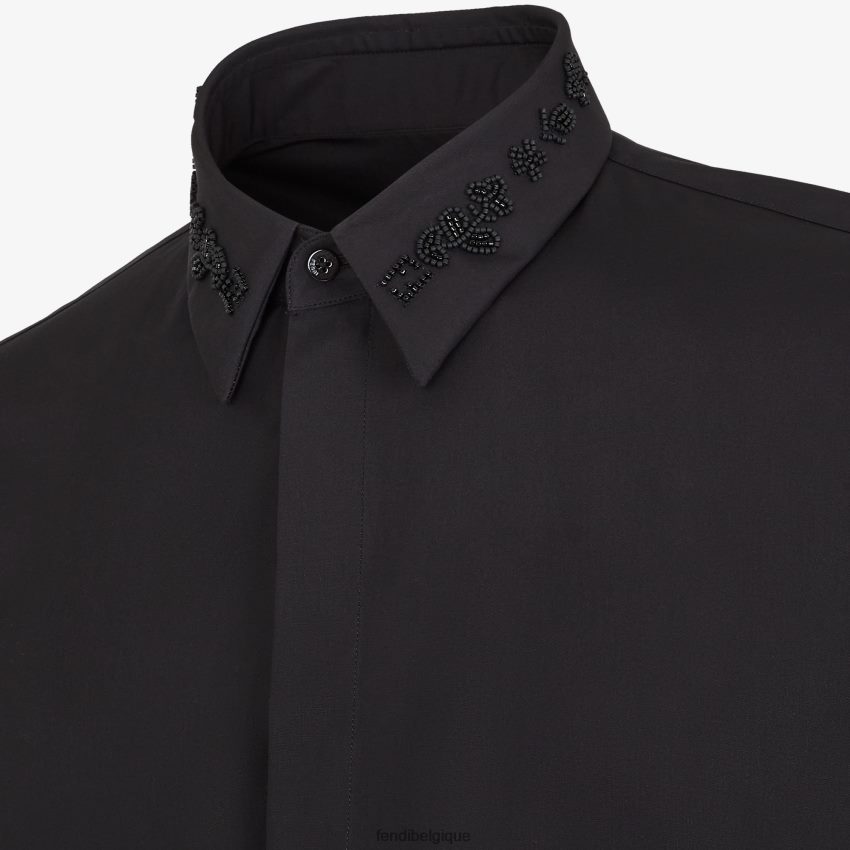 vêtements Fendi chemise en coton noir hommes 8X8J2J2083 Fendi Sac
