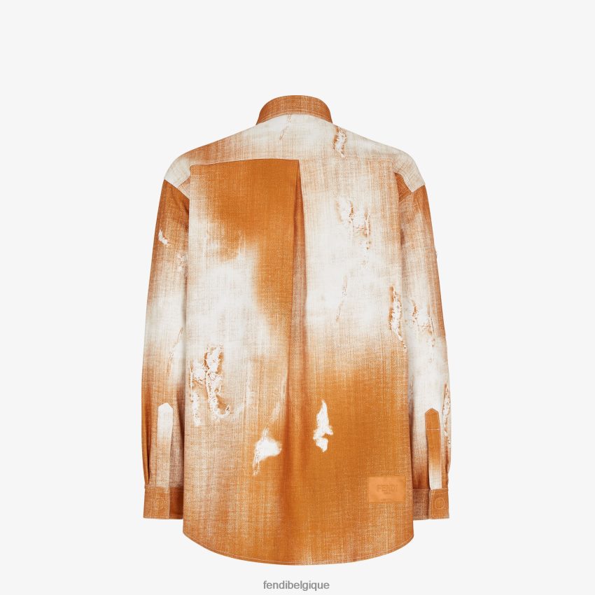 vêtements Fendi chemise en jean imprimée orange hommes 8X8J2J2045 Fendi Belgique