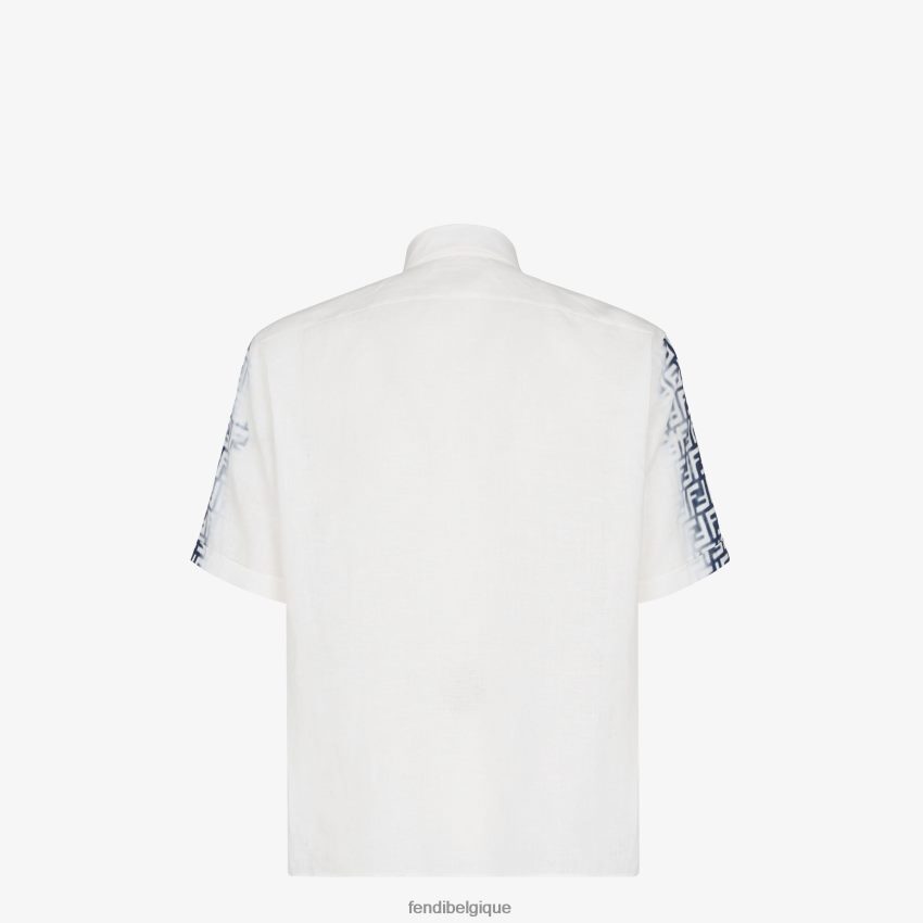 vêtements Fendi chemise en lin blanc hommes 8X8J2J2024 Fendi Belgique