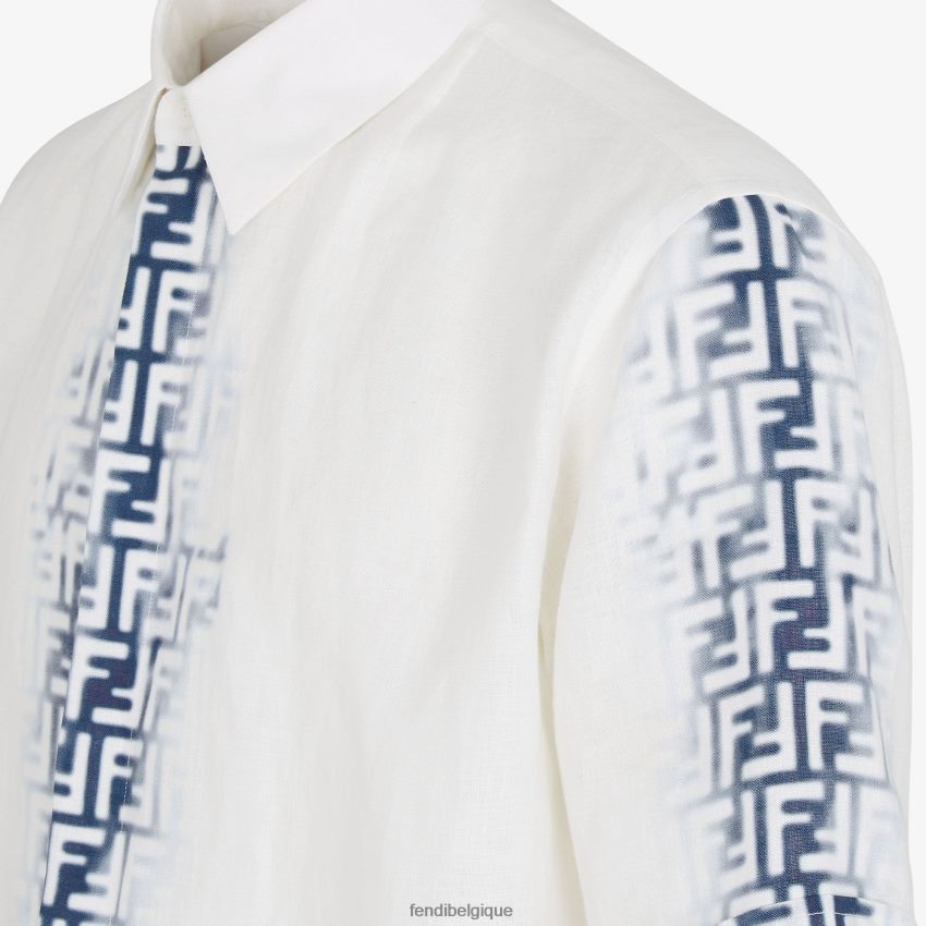 vêtements Fendi chemise en lin blanc hommes 8X8J2J2024 Fendi Belgique