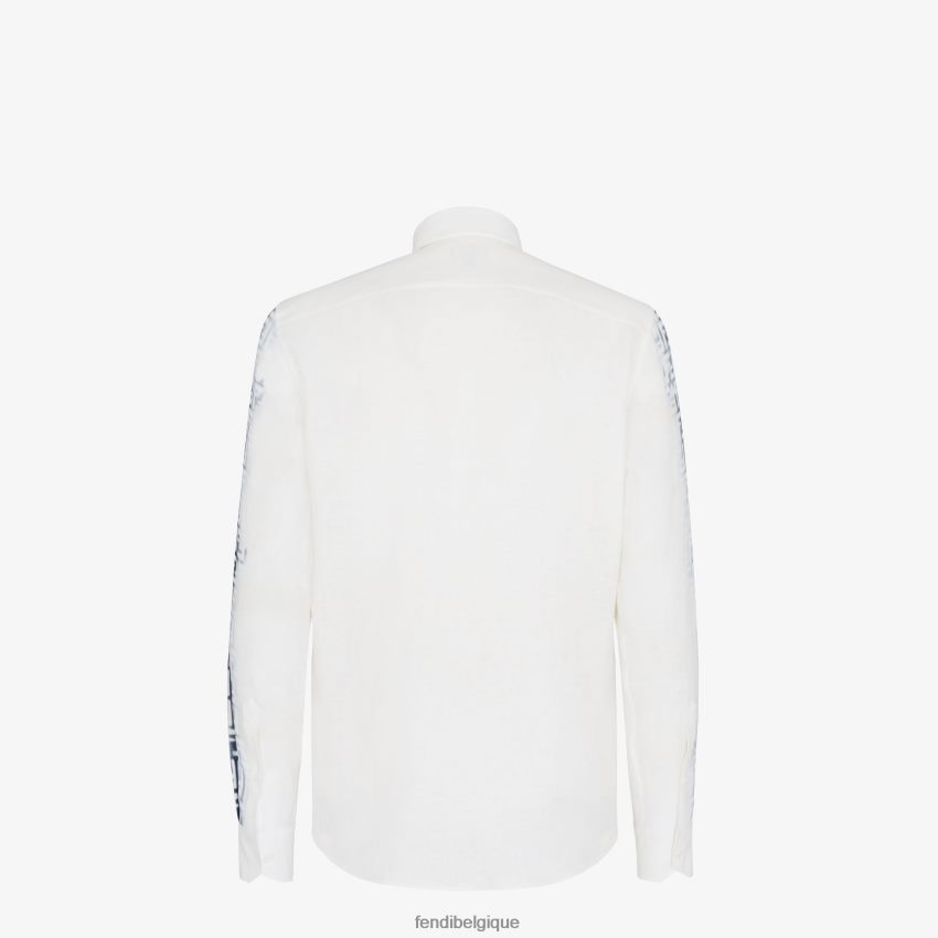 vêtements Fendi chemise en lin blanchi bleu hommes 8X8J2J2038 Fendi Sac