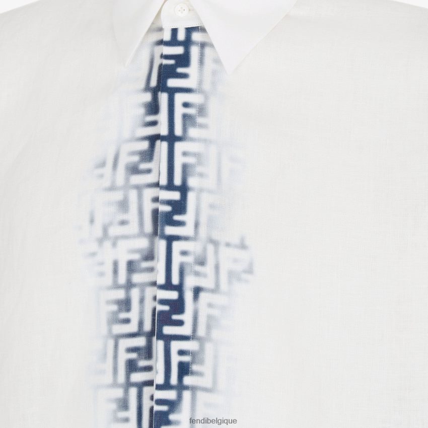 vêtements Fendi chemise en lin blanchi bleu hommes 8X8J2J2038 Fendi Sac