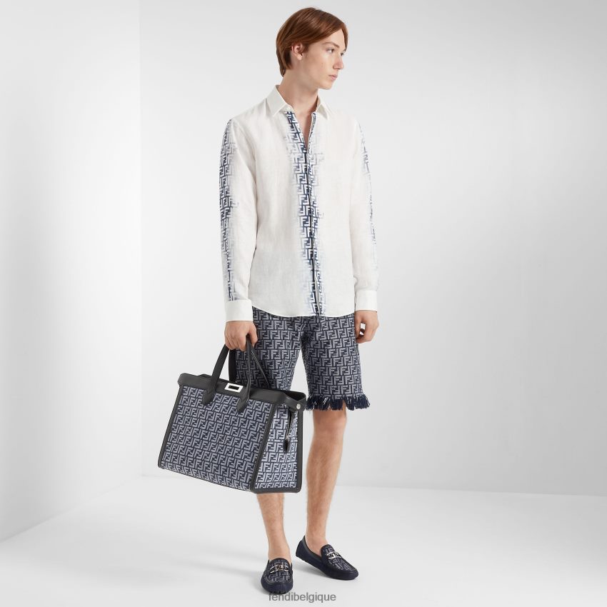 vêtements Fendi chemise en lin blanchi bleu hommes 8X8J2J2038 Fendi Sac
