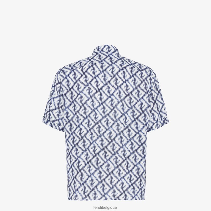 vêtements Fendi chemise en lin bleu hommes 8X8J2J2009 Fendi Belgique