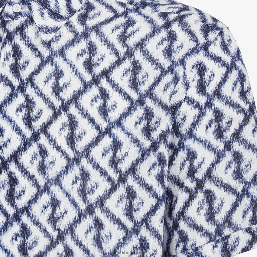 vêtements Fendi chemise en lin bleu hommes 8X8J2J2009 Fendi Belgique