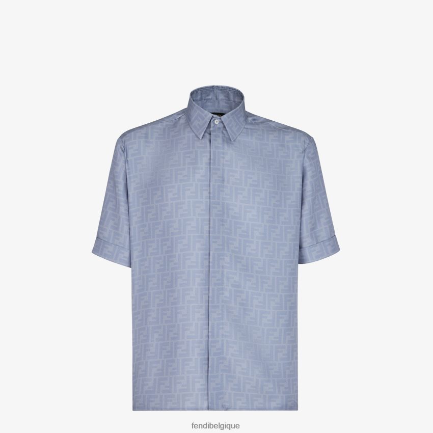 vêtements Fendi chemise en soie bleu clair hommes 8X8J2J1948 Fendi Sac