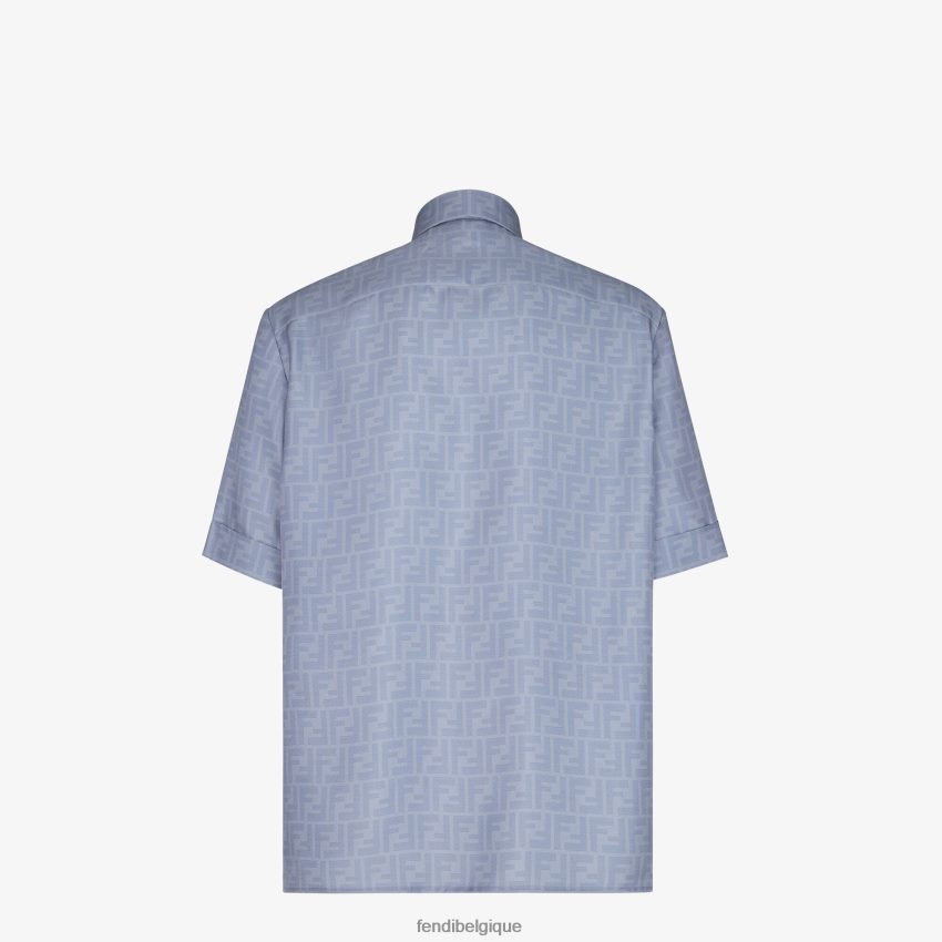 vêtements Fendi chemise en soie bleu clair hommes 8X8J2J1948 Fendi Sac