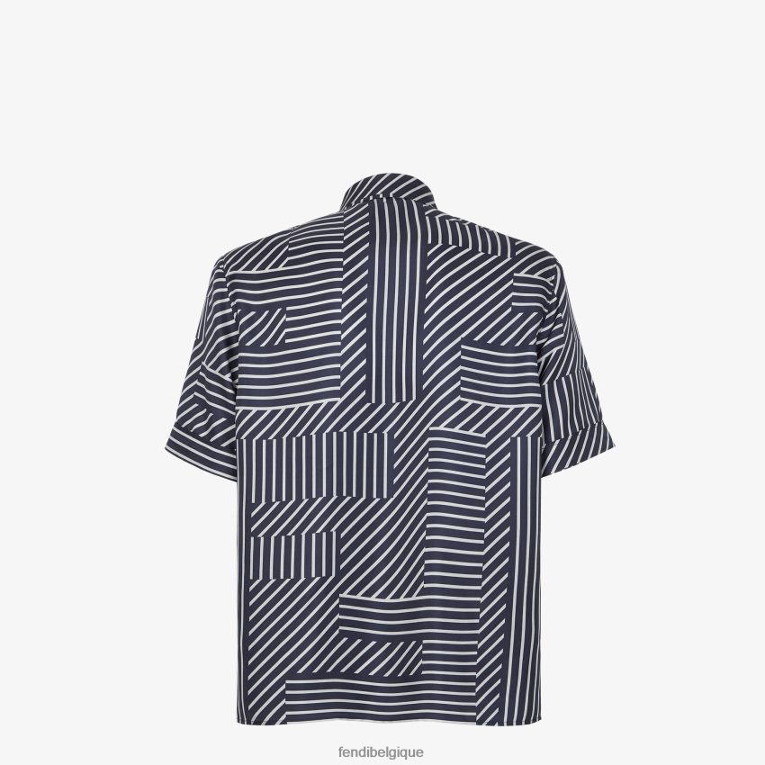 vêtements Fendi chemise en soie bleu hommes 8X8J2J1919 Fendi Belgique