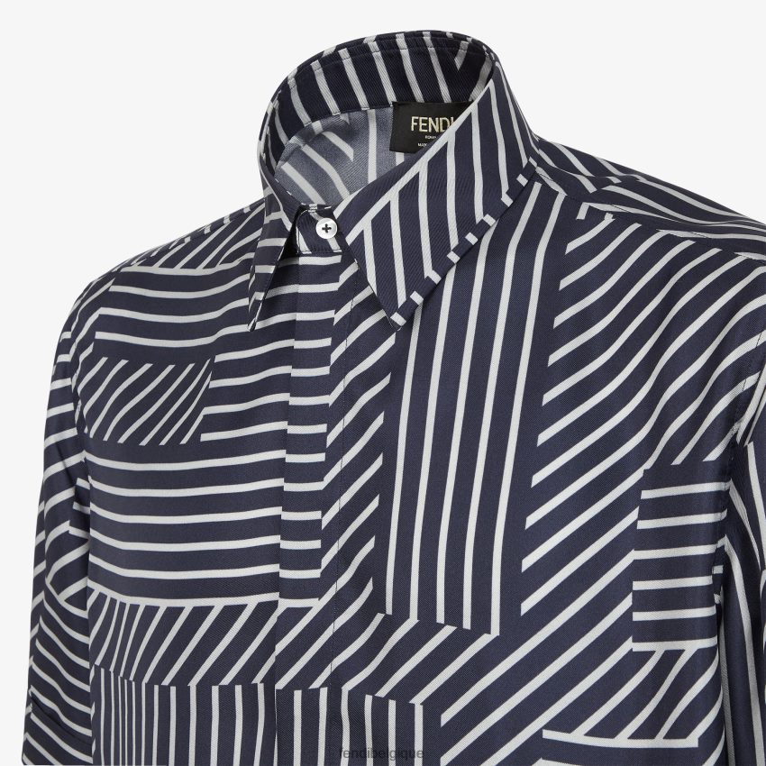 vêtements Fendi chemise en soie bleu hommes 8X8J2J1919 Fendi Belgique