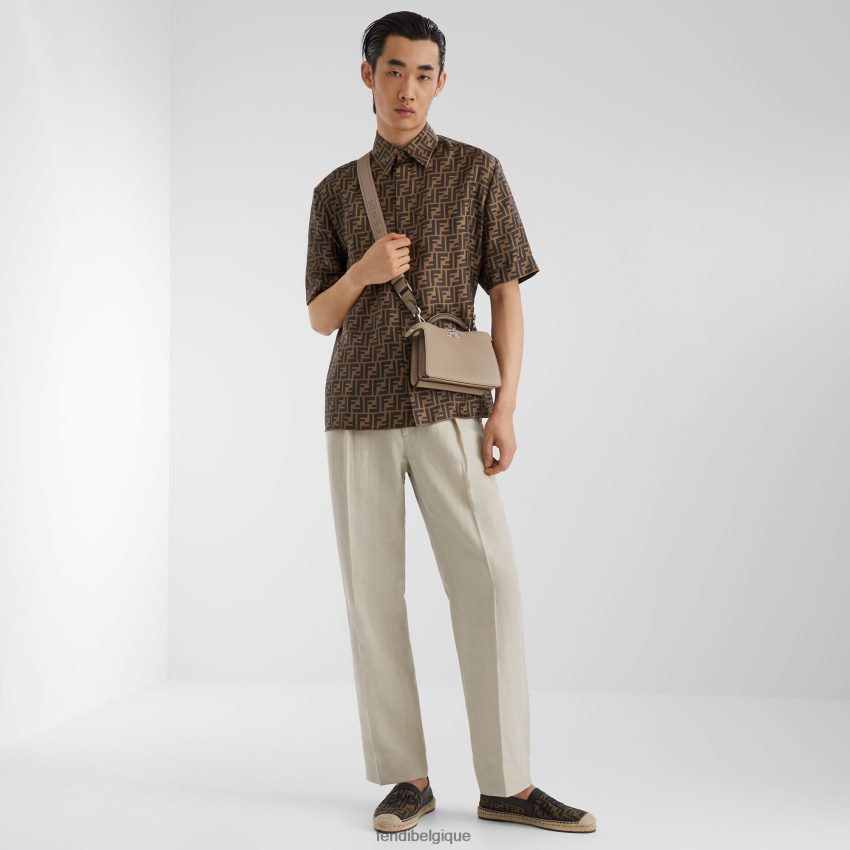 vêtements Fendi chemise en soie brun hommes 8X8J2J1934 Fendi Belgique