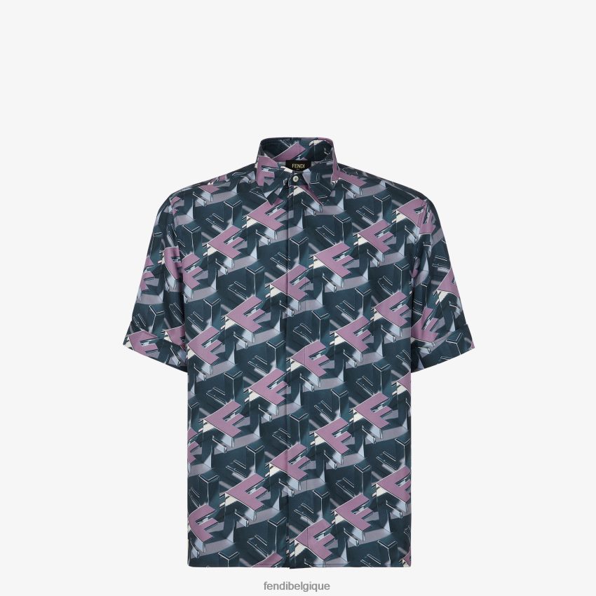 vêtements Fendi chemise en soie multicolore hommes 8X8J2J1912 Fendi Sac