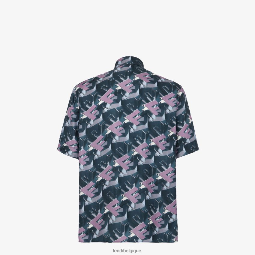 vêtements Fendi chemise en soie multicolore hommes 8X8J2J1912 Fendi Sac