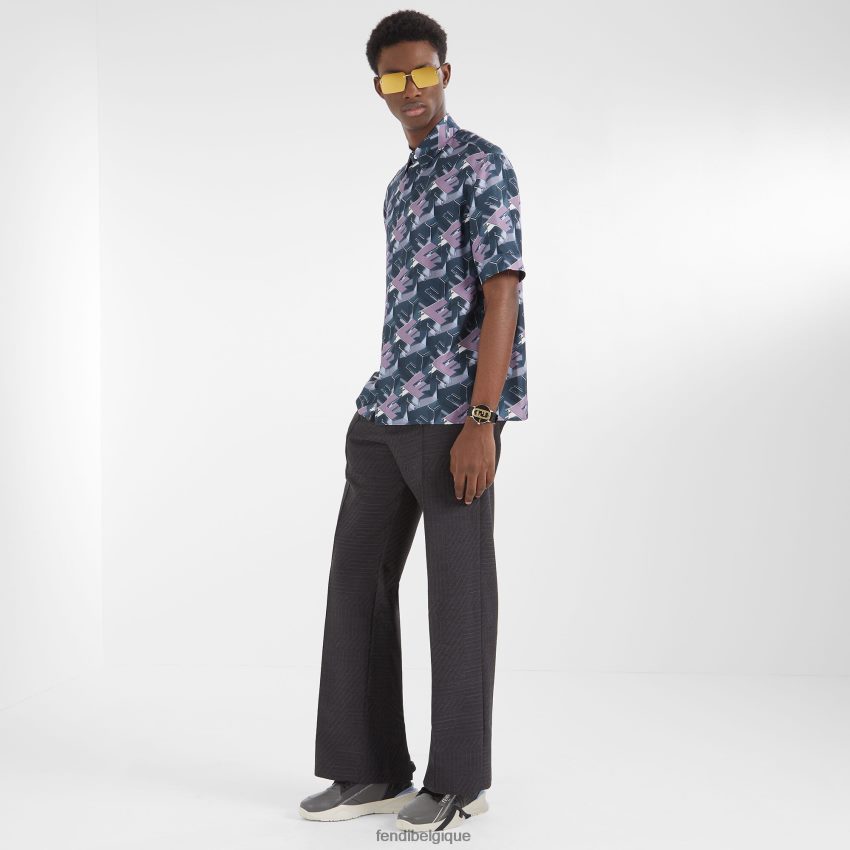 vêtements Fendi chemise en soie multicolore hommes 8X8J2J1912 Fendi Sac