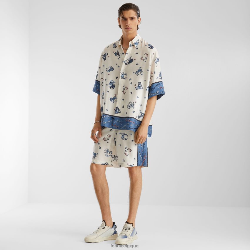 vêtements Fendi chemise en soie multicolore hommes 8X8J2J1950 Fendi Lunette De Soleil