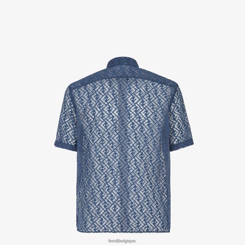 vêtements Fendi chemise en tissu dévoré bleu hommes 8X8J2J2036 Fendi Belgique