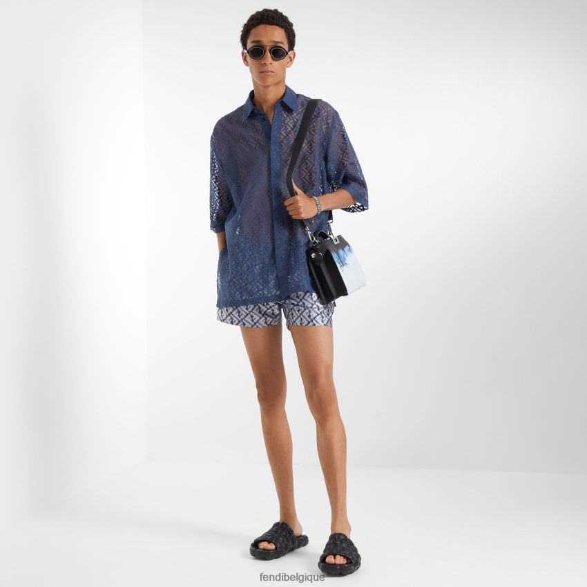 vêtements Fendi chemise en tissu dévoré bleu hommes 8X8J2J2036 Fendi Belgique