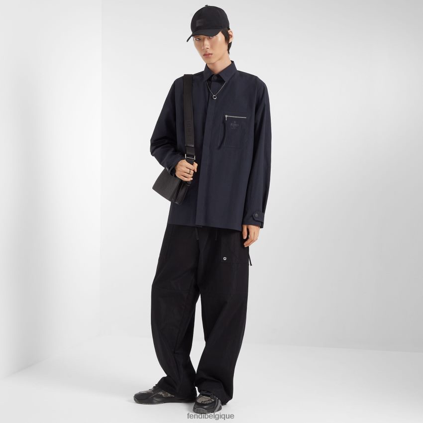 vêtements Fendi chemise en nylon bleu hommes 8X8J2J2058 Fendi Lunette De Soleil