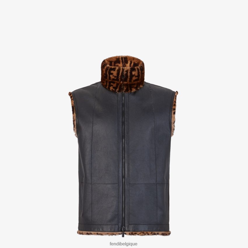 vêtements Fendi gilet de vison brun hommes 8X8J2J2168 Fendi Belgique