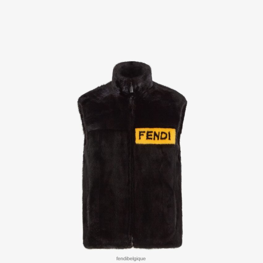 vêtements Fendi gilet de vison noir hommes 8X8J2J2160 Fendi Lunette De Soleil
