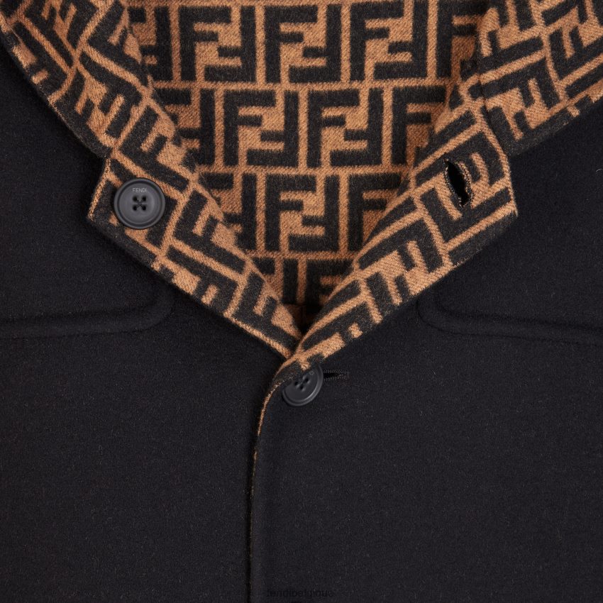 vêtements Fendi manteau en laine noir hommes 8X8J2J2056 Fendi Sac