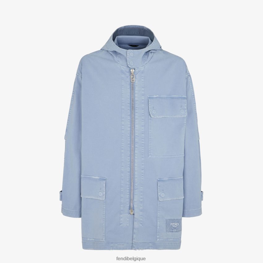 vêtements Fendi parka en gabardine bleu clair hommes 8X8J2J1911 Fendi Lunette De Soleil