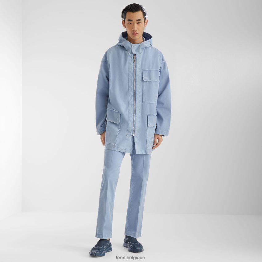 vêtements Fendi parka en gabardine bleu clair hommes 8X8J2J1911 Fendi Lunette De Soleil
