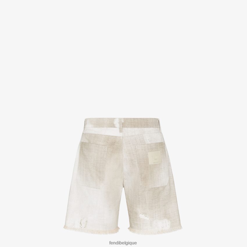 vêtements Fendi bermuda en jean beige hommes 8X8J2J2002 Fendi Sac