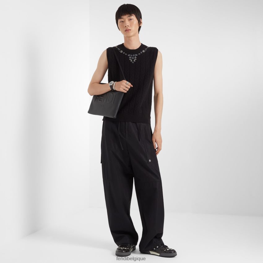 vêtements Fendi pantalon en coton noir hommes 8X8J2J2050 Fendi Sac