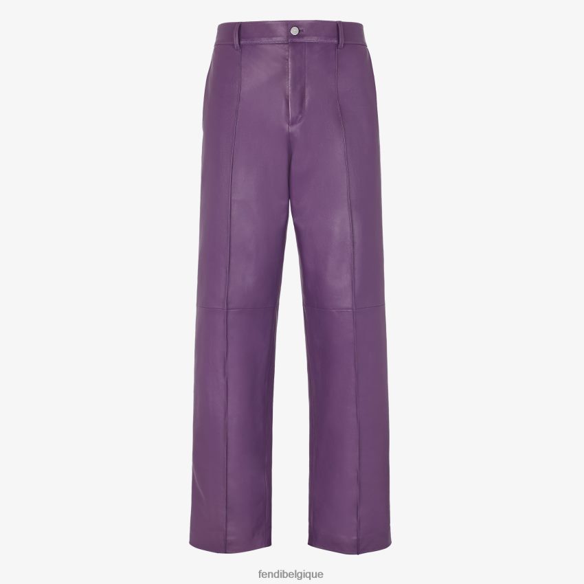 vêtements Fendi pantalon en cuir plongé violet hommes 8X8J2J1913 Fendi Belgique