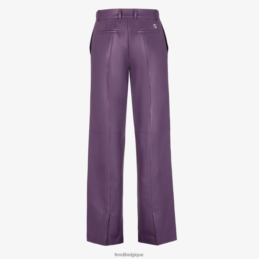 vêtements Fendi pantalon en cuir plongé violet hommes 8X8J2J1913 Fendi Belgique