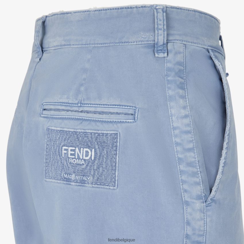 vêtements Fendi pantalon en gabardine bleu clair hommes 8X8J2J1923 Fendi Lunette De Soleil