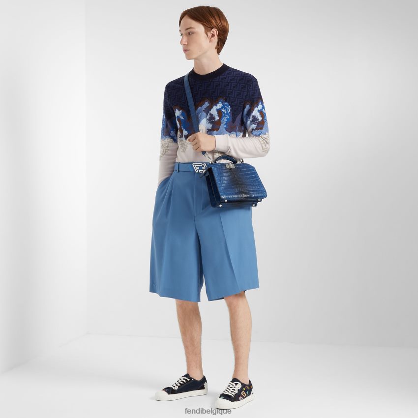 vêtements Fendi pantalon en laine bleu hommes 8X8J2J2065 Fendi Sac